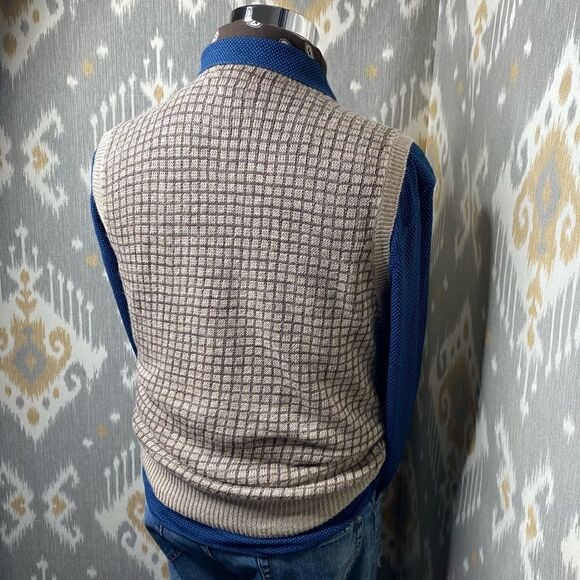 Polo Ralph Lauren Vintage Tan & Brown Check Plaid Linen Vest - Picture 13 of 16